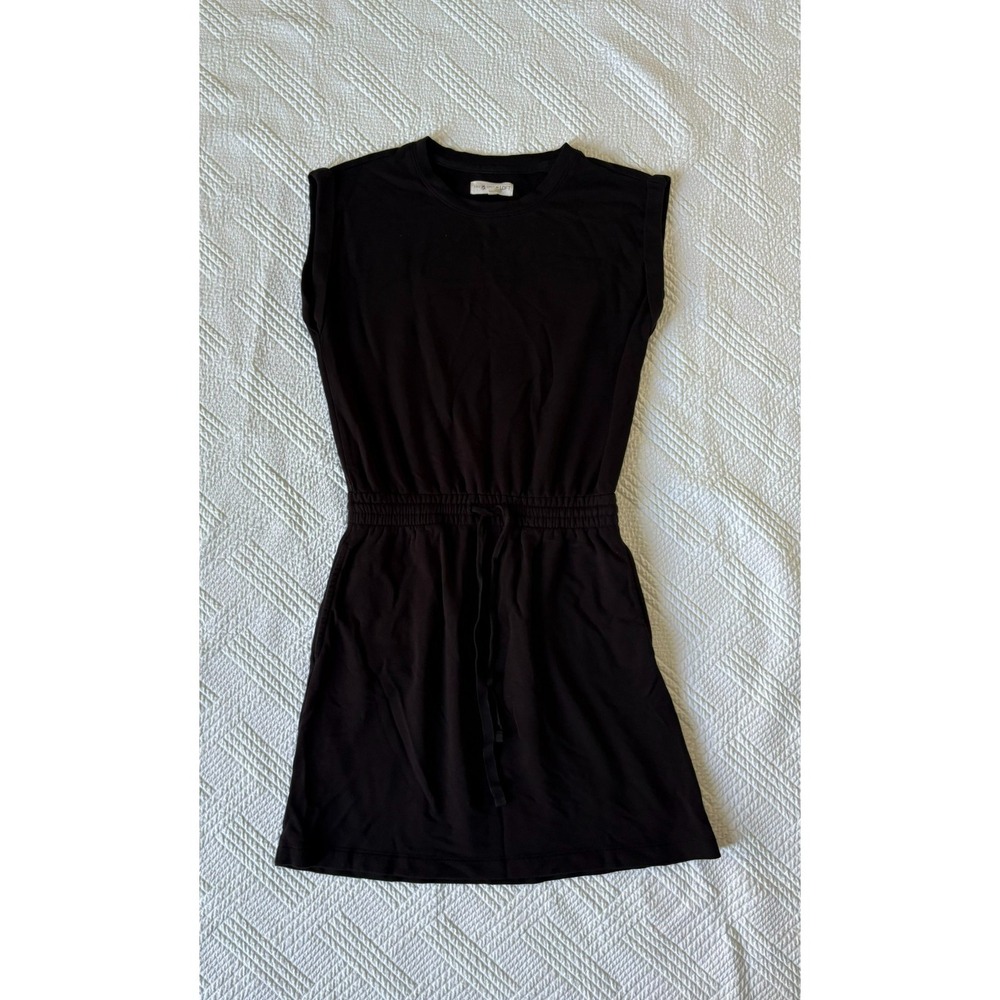 Lou & Grey Loft Women's Sleeveless Mini Dress Black Dress XS Soft Tie Waist